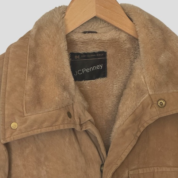 VTG Men's sz Large Coat Suede Western Ranch Trucker Jacket Fur Sherpa - Picture 1 of 15